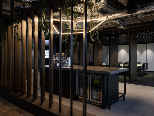 HGM View through cafe and screening to boardroom